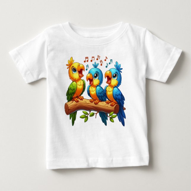 Camisetas bebé con Ilustracion de loro fino (Anverso)