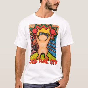 Camisetas blancas gráficas de Calamar teme ciudad