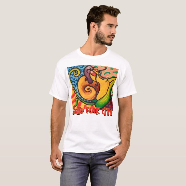 Camisetas blancas gráficas de Squid Fear City (Anverso completo)