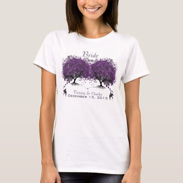 Camisetas Bodas de árbol de hojas del corazón de l (Anverso)