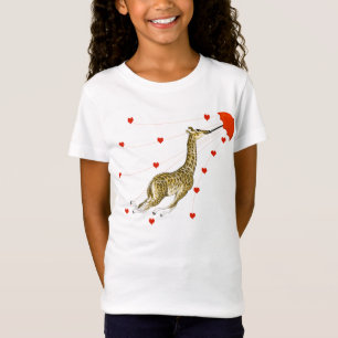 Camisetas caprichosas de Giraffe Red Heart