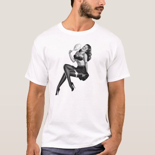 Camisetas Chicas Pin up Negro Blanco (10) (Anverso)