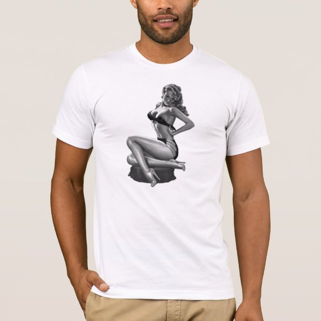 Camisetas Chicas Pin up Negro Blanco (2) (Anverso)