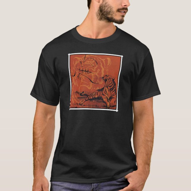 Camisetas chinas del negro del tigre del zodiaco (Anverso)