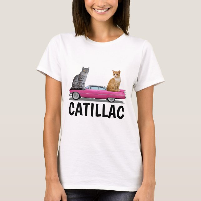 CAMISETAS CLÁSICAS DE AUTO CATILLAC CAT PINK (Anverso)