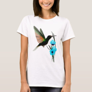 Camisetas Colibrí-Azul verde de las flores