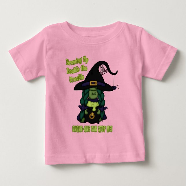 Camisetas con Puns de Bruja Araña de Gnome-O-Ween (Anverso)