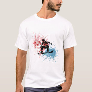 Camisetas con un hombre saltando sobre una tabla d
