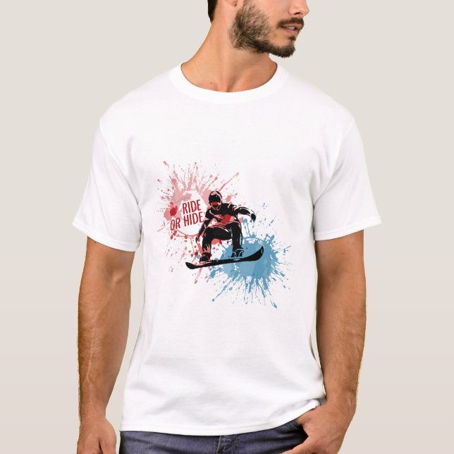 Camisetas con un hombre saltando sobre una tabla d (Anverso)