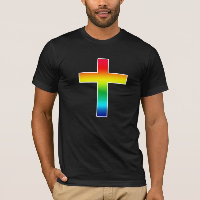 Camisetas cristianas cruzadas del arco iris (Anverso)