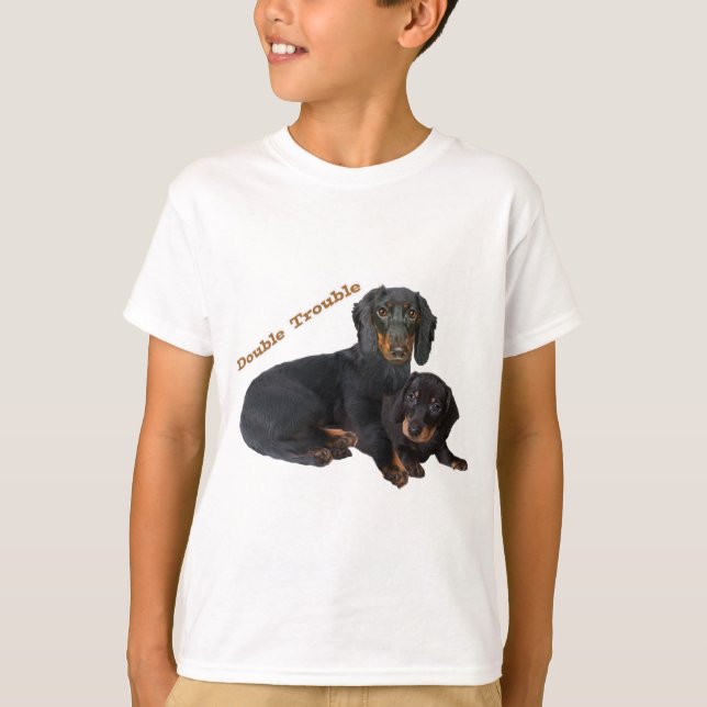 Camisetas Dachshund dobles problemáticas (Anverso)