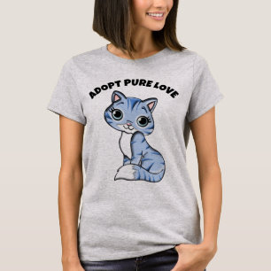 CAMISETAS DE ADOPCIÓN DE GATOS, ADOPTA AMOR PURO