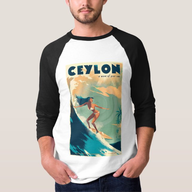 Camisetas de afiches de viaje de Ceylon nuevas  (Anverso)