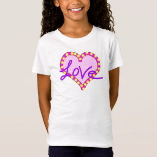 Camisetas de amor al corazón rosado morado