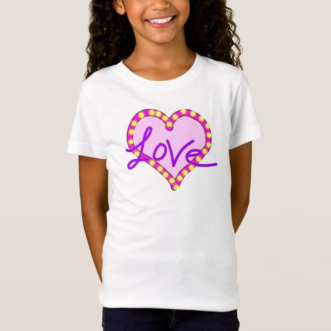 Camisetas de amor al corazón rosado morado (Anverso)
