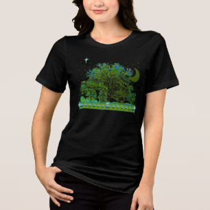 Camisetas de árbol con luna y estrellas
