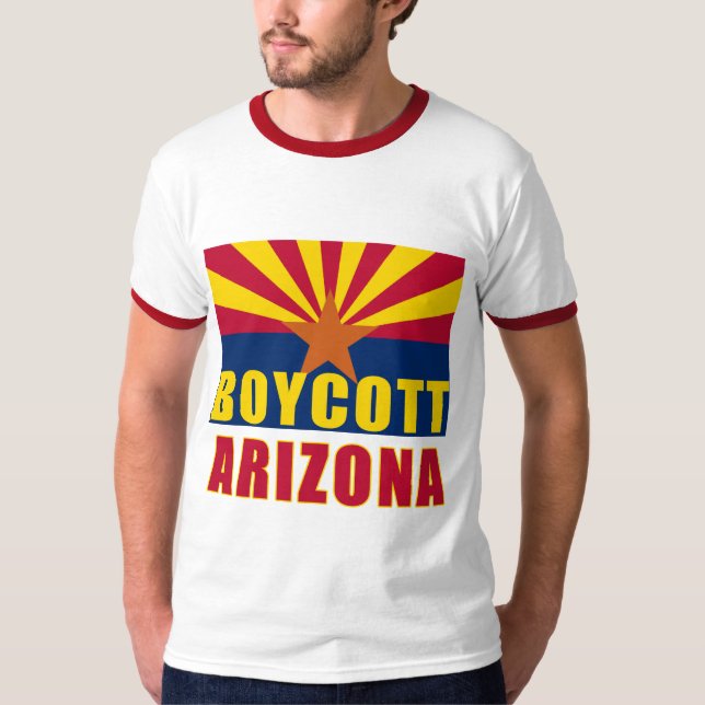 Camisetas de ARIZONA del BOICOTEO, botones, (Anverso)