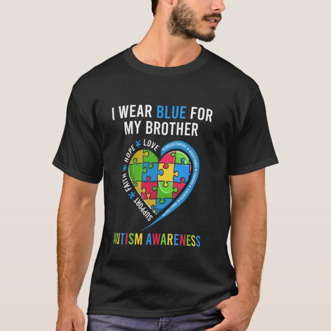 Camisetas De Autismo Cardíaco Graciosos, Llevo Azu (Anverso)