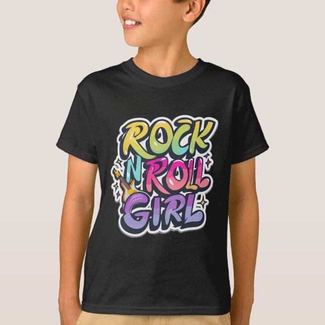 Camisetas De Banda Para Niños Rock N Rollo Chica R (Anverso)