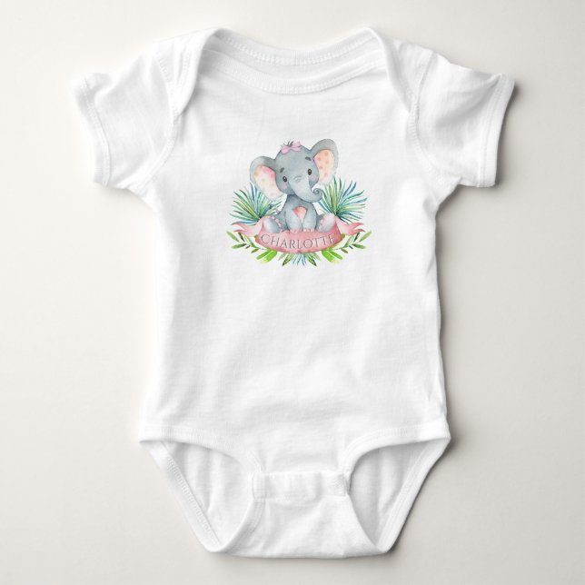 Camisetas de bebé de elefante para niñas (Anverso)