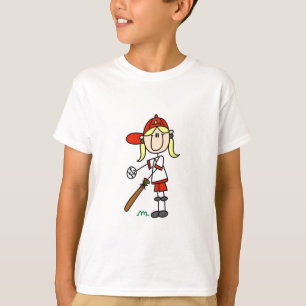 Camisetas de béisbol de niña bateando