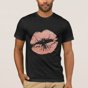 Camisetas de besos para los labios rosados purpuri