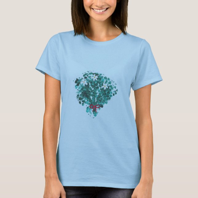 Camisetas de Bouquet de flores blancas hojas verde (Anverso)