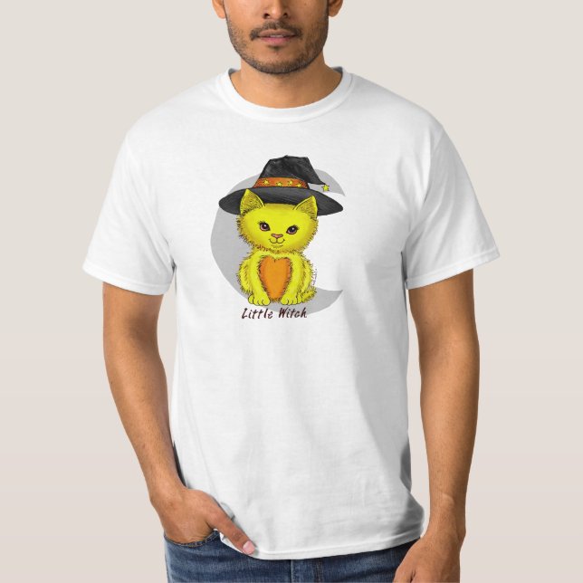 Camisetas de Bruja Gato Amarillo Pequeño (Anverso)