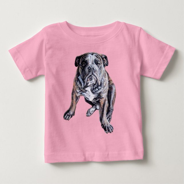 Camisetas de Bulldog de bebé de arte de bulldog (Anverso)