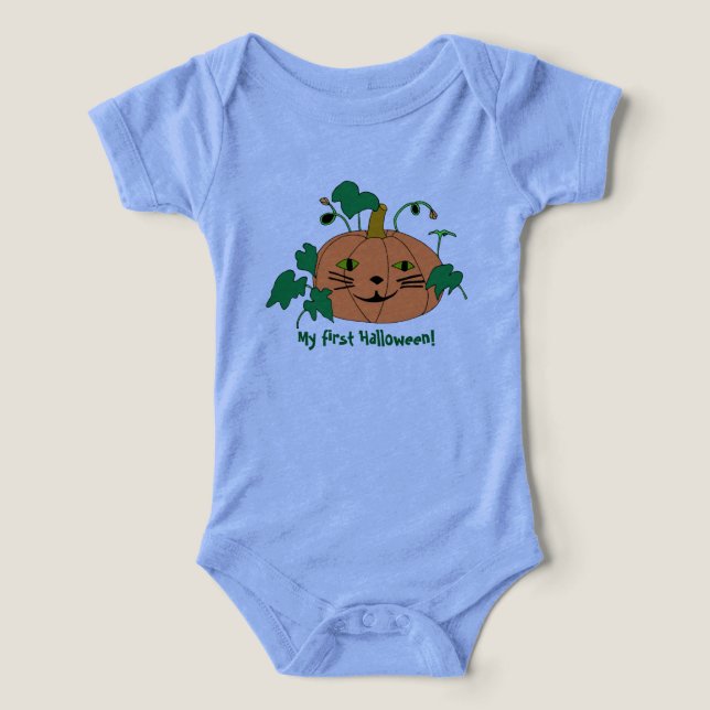 Camisetas de calabaza de piel de gato para bebé (Diseño delantero )