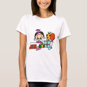 Camisetas de chica de pelo castaño con regalos de