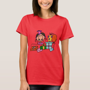 Camisetas de chica de pelo castaño con regalos de