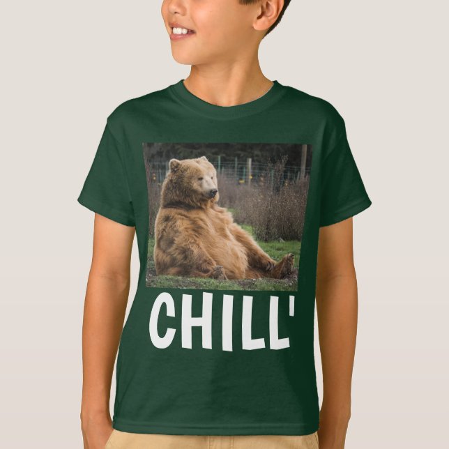CAMISETAS DE "CHILL" DE LOS NIÑOS DE OSO GRIZO (Anverso)