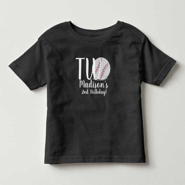 Camisetas de cumpleaños de béisbol para bebé 2º cu (Anverso)