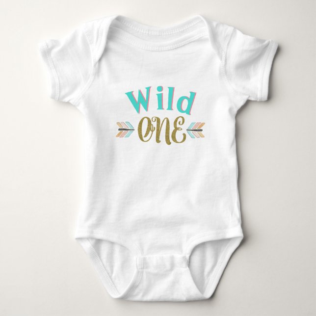 Camisetas de cumpleaños número 1 para niñas Wild O (Anverso)