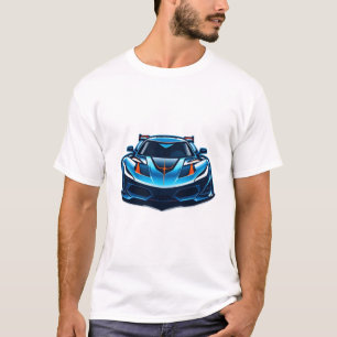 Camisetas de diseño de coches azul futurista