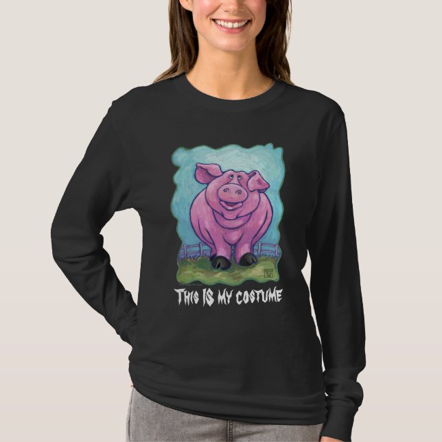 Camisetas de disfraz de cabezas y colas de cerdito (Anverso)