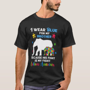 Camisetas de elefante autista, uso azul por mi her