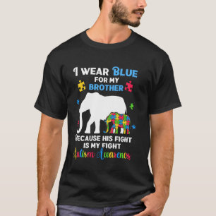 Camisetas de elefante autista, uso azul por mi her