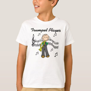 Camisetas de figura de hombre tocando trompeta y r