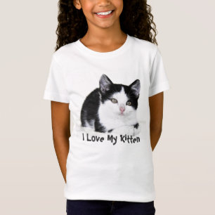 Camisetas de gatito pensativo en blanco y negro