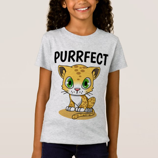 Camisetas de gato de niñas PERFECTAMENTE MONAS (Anverso)