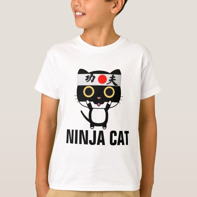 Camisetas de gato divertidas para niños NINJA CAT (Anverso)