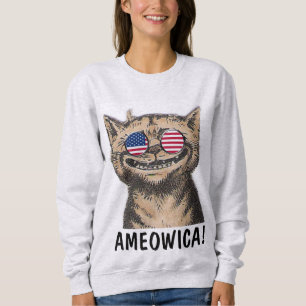 Camisetas de gato graciosas patrióticas, AMEOWICA!