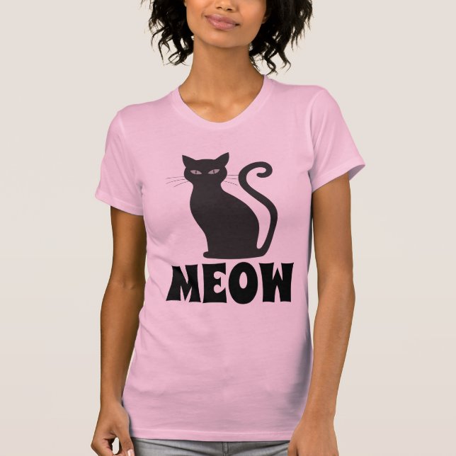 CAMISETAS DE GATO NEGRO CUTIDAS DE MEOW (Anverso)