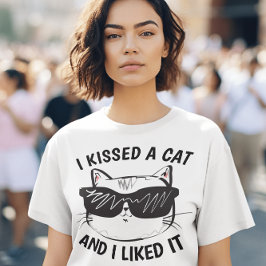 Camisetas de gato para damas divertidas, BESÉ A UN