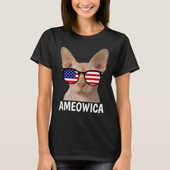 Camisetas de gato patriótico, Sphynx, camiseta AME (Anverso)