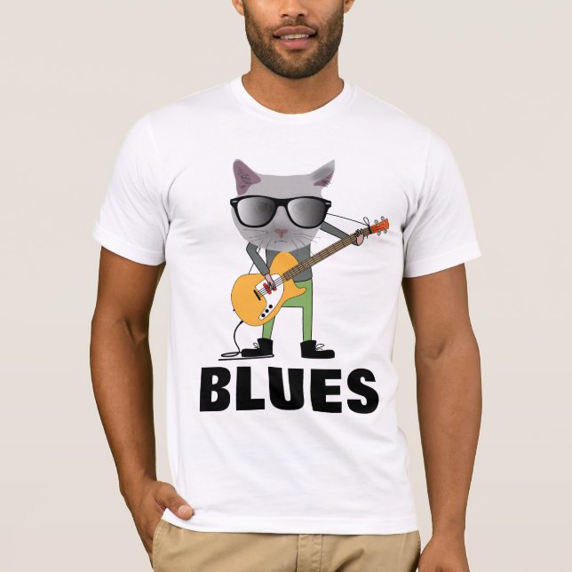 Camisetas de GATO TOCANDO GUITARRA BLUES (Anverso)
