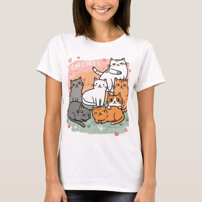 Camisetas de gatos cortos para mujeres (Anverso)