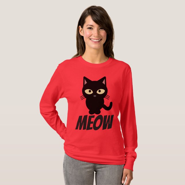 Camisetas de gatos negros, MEA, divertida (Anverso completo)